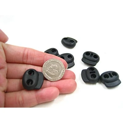 Image of 10pcs of 2cm Black Mini Toggles Cord Adjusters Orbs Spring Loaded Locks Rope Lock