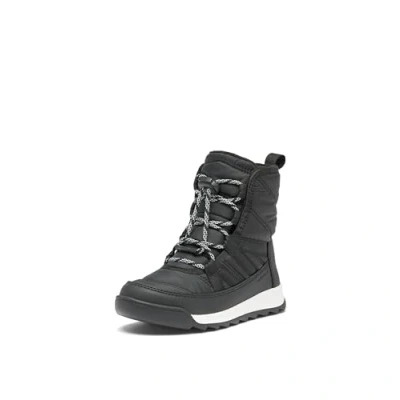 Image of Sorel Youth Whitney II PLUS LACE WP Unisex Laceup ankle boots for kids, Size: 3, Black/sea salt Textile/synthetics