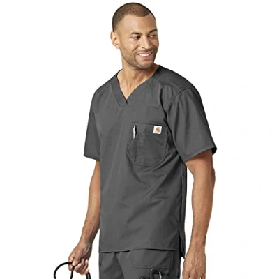 Image of Carhartt Men&#039;s Ripstop Utility Scrub Top Medical Shirt, Dark Pewter, L