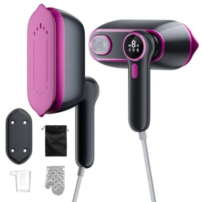Image of Clothes Steamer Handheld for Clothes, Garment Iron Efficient Wrinkle Removal, Compact and Portable Travel with LED Display &amp; Dual Mode (Hanging/Ironing) Home, Travel, Office Use