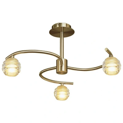 Image of Sphere Semi Flush 3 Light G9, Antique Brass