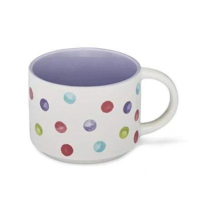 Image of Cooksmart British Designed Stacking Coffee Mug Ceramic Mugs For Home or Work Large Hot Drinks Tea And Cups Spotty Dotty