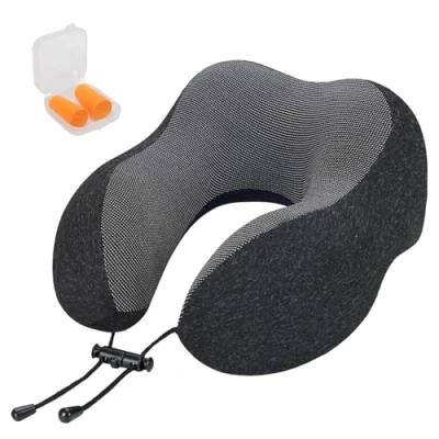 Image of ALNKDH Travel Pillow Memory Foam Neck Pillow,Travel For Adults,U Shape Airplane Airplane,Airplane With Earplugs
