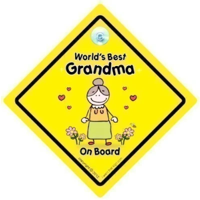 Image of World&#039;s Best Grandma on Board, Grandma, Baby Decal, Bumper Sticker, Car Sign, Grandchild Grandparents Signs, Grandad, Pops, Nanny, Grandparent
