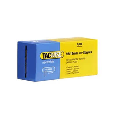 Image of TACWISE 0303 97/15 mm Galvanised Narrow Crown Staples, Silver, Pack of 5,000