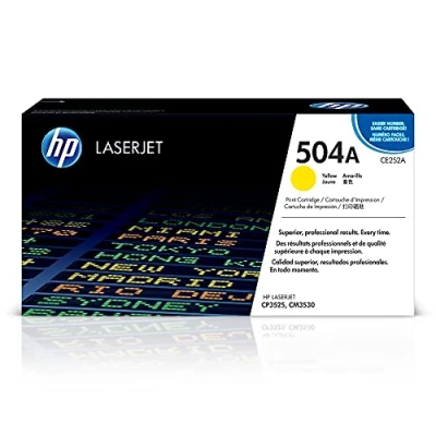 Image of HP 504A CE252A 1 x Yellow Toner cartridge For Color LaserJet CM3530 MFP, CM3530fs CP3525, CP3525dn, CP3525n, CP3525x
