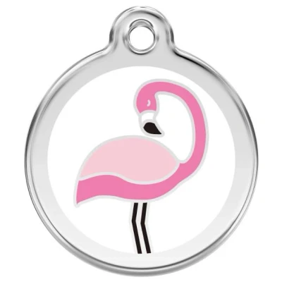 Image of RedDingo Flamingo Dog Tag Large White