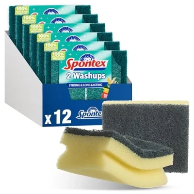 Image of Spontex Washups Sponge Scourers Pack of 6, Total 12