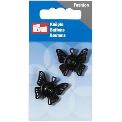Image of Prym Sew on snap Fasteners Butterfly 25 mm, Black, 9.3 x 4.9 0.5 cm