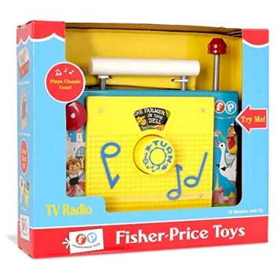 Image of Fisher Price Classics TV Radio Interactive Toy for Pretend Games and Role Play, Classic Preschool with Retro Style Packaging, Suitable Boys Girls Ages 18 Months+ Basic Fun 1703