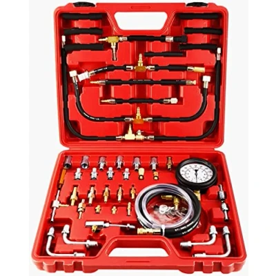 Image of FreeTec Pro Fuel Injection Pressure Tester, 140psi 10bar Gauge, Pump Diagnostic Set with Adapters for Cars and Trucks