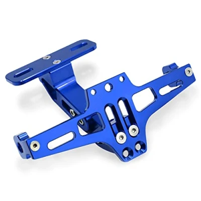 Image of CNC Aluminum Lisence Registration Plate Holder Tail Tidy Fender Eliminator with LED Light for MT 01 03 07 09 10 TMAX530 TMAX 500 YBR 125 XMAX XJ6 XJR1300/ GSXR 600 750 1000 (Blue)