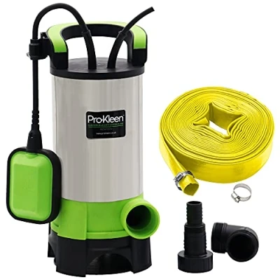 Image of Pro Kleen Submersible Water Pump 1100W Electric, 18000L/H, Heavy Duty 10M Layflat Hose for Clean or Dirty Water, Float Switch, Power Cable Floods, Pools, Gardens, Ponds, Hot Tubs