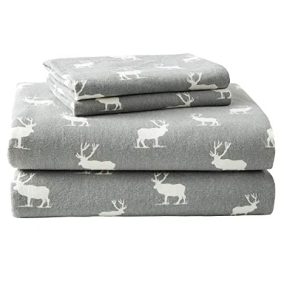 Image of Eddie Bauer Flannel Collection Cotton Bedding Sheet Set, Pre Shrunk &amp; Brushed For Extra Softness, Comfort, and Cozy Feel, Full, Elk Grove