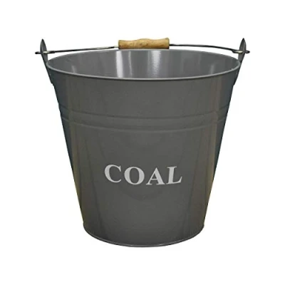 Image of Large Fireside Coal Bucket in French Grey, 12 Litre Capacity, 32cm High