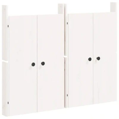 Image of vidaXL Solid Wood Pine Outdoor Kitchen Doors, 2 Pieces, in Classic White, Knobs Attached, for Cooking Space Tidiness, Swift Flush Mount Installation