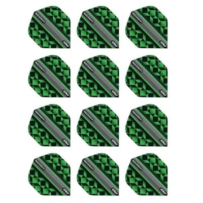 Image of RED DRAGON Hardcore Radical Green &amp; Black Geometric Dart Flights 4 Sets Per Pack (12 in total)