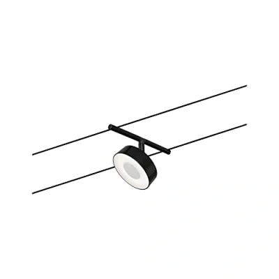Image of Paulmann 94480 LED Cable System Circle Single Spotlight 400 lm incl. 1 x 5 W Warm White Black Matt Chrome Plastic Metal Lighting 3000 K