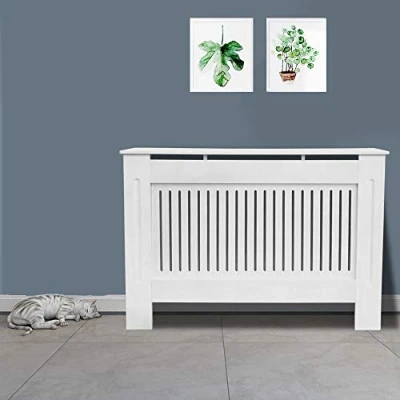 Image of Greenbay Painted Radiator Cover Cabinet, Vertical Slats, White MDF, Medium 1120 x 815 190(mm)