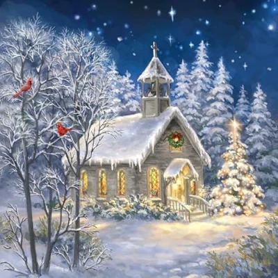 Image of 20 Napkins Winter Church in as Table Decoration Paper with Motif for Christmas Village City Christian Also Decoupage and 33 x cm