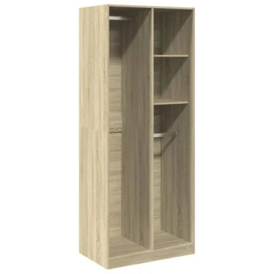 Image of vidaXL Wardrobe Armoire Sonoma Oak Closet Organizer Engineered Wood, 80x50x200 cm, Living Room/Bedroom/Hallway