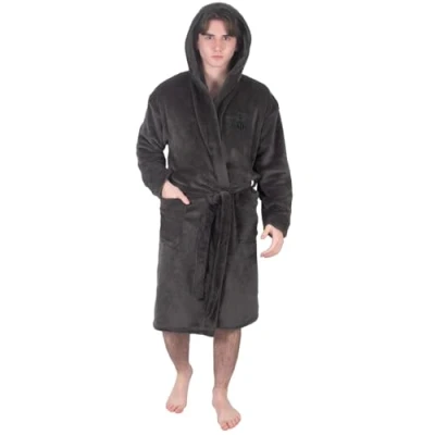Image of Newcastle United FC Official Gift Mens Dressing Gown Fleece Robe Grey Small