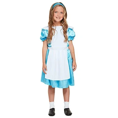 Image of Children&#039;s Alice Blue Fancy Dress Costume With White Apron (4 6 years)
