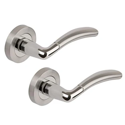 Image of Excel DH3585 Titon Passage Door Handles on Round Rose, Duel Polished/Satin Chrome