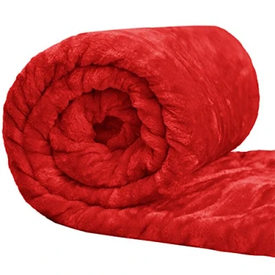 Image of Comfy Nights Soft Luxury Fake Faux Fur Mink Throw Sofa Bed Blanket (Large (200x150cm), Red)