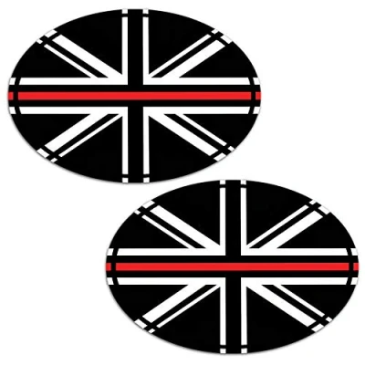 Image of Biomar Labs® 2 x Vinyl Stickers Decals UK Union Jack England National United Kingdom Thin Red Line Flag Car Motorcycle Helmet B 241