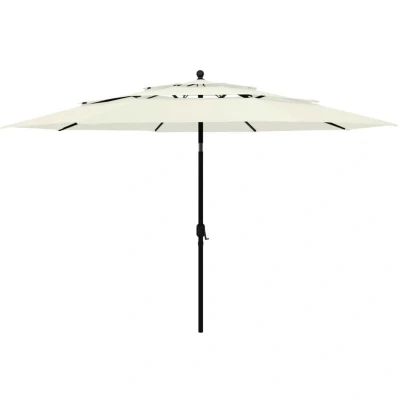 Image of vidaXL 3 Tier Garden Parasol with Aluminium Pole Sand 3.5 m