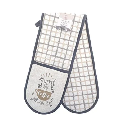 Image of Deluxe Double Oven Gloves 10+ Designs Gift Idea For the Chef in Your Life 100% Cotton Outer Material All Seasons (Powered By Coffee)
