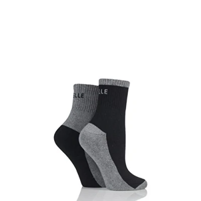 Image of 2 Pair Black Sports Cushioned Ankle Socks Ladies 4 8 Elle