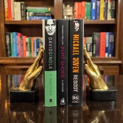 Image of Polyresin Open Palm Reading Hands Weighted Base Bookends Book Holder Stand