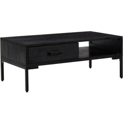 Image of vidaXL Coffee Table Black 90x50x35 cm Solid Pinewood