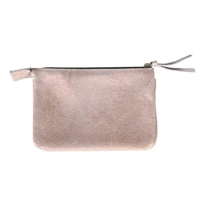 Image of Clairefontaine Ref 400042C Plume&#039; Iridescent Suede Leather Small Pocket With 2 Compartments 13 x 9cm, Made From Genuine Lambskin Leather, Metal Zip Puller Copper