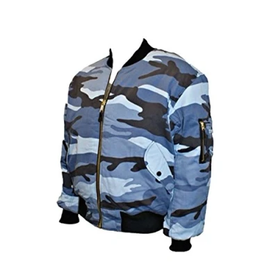 Image of Camouflage MA1 Bomber Flight Jacket with Heavy Brass Zip (XL, Midnight)