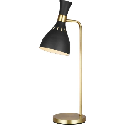 Image of Joan 1 Light Table Lamp, Midnight Black, Black , Burnished Brass, E27