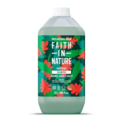 Image of Faith In Nature Natural Aloe Vera Shampoo, Soothing for Normal Hair &amp; Scalp, Vegan Cruelty Free, No SLS, Silicones or Parabens, 5L Refill Pack