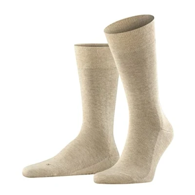 Image of Mens 1 Pair Falke Sensitive London Cotton Left and Right Socks With Comfort Cuff Sand Melange 5.5 8