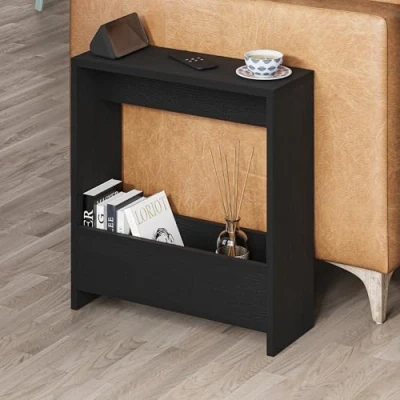 Image of HOCUS PICUS Hocuspicus Side Table with Magazine Rack for Living Room and Office Many Colour Options Side/End 55 x 20 60cm (Black Wood)