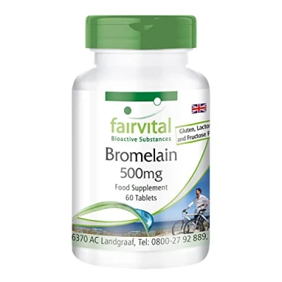 Image of Fairvital Bromelain 500mg Vegan HIGH Dosage 60 Tablets 1200 FIP Pineapple Enzyme