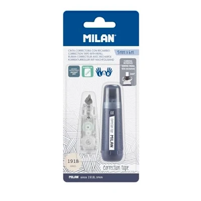 Image of MILAN Blister pack correction tape 5 mm x 6 m 1 refill, series 1918, navy blue, BWM10478B
