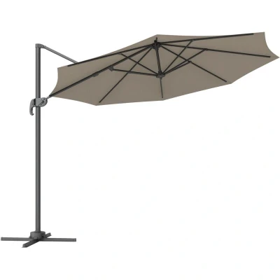 Image of Outsunny 3 x 3(m) Cantilever Parasol with Cross Base, Garden Umbrella 360 Rotation, Crank Handle and Tilt for Outdoor, Light Grey
