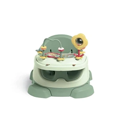 Image of Mamas &amp; Papas Baby Bug Booster Seat For Dining, Detachable Tray, Harness, Adjustable and Non Slip Feet, Eucalyptus