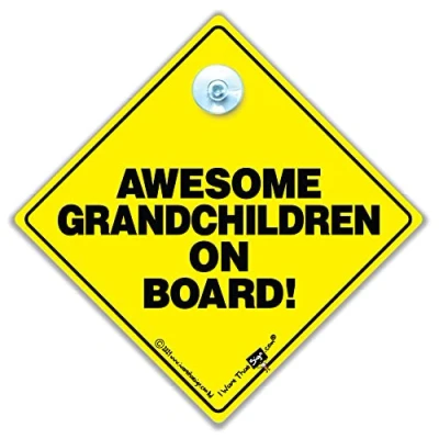 Image of Awesome Grandchildren on Board Sign, Grandchild Baby Car Deter Tailgaters With This in Sign 14cm