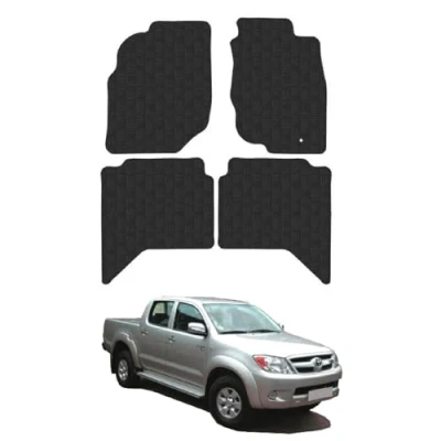Image of 5mm Rubber Floor Mats for the Toyota Hilux (2005 2011) [Only suitable Double Cab models] Custom Van Accessory Tailored fit Heavy Duty, Waterproof &amp; Anti Slip Work with Clips