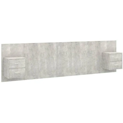 Image of Bed Headboard with Cabinets Concrete Grey Engineered Wood Vidaxl