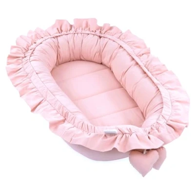 Image of Babynest cocoon newborn 90 x 50 cm cuddle nest for newborns Handmade cuddly baby bed made of velvet Dirty Pink