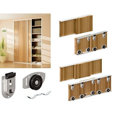 Image of Sliding Wardrobe 3 Door 2400mm Twin Track Gear System ARES 2 Roller Internal Cupboard 70kg